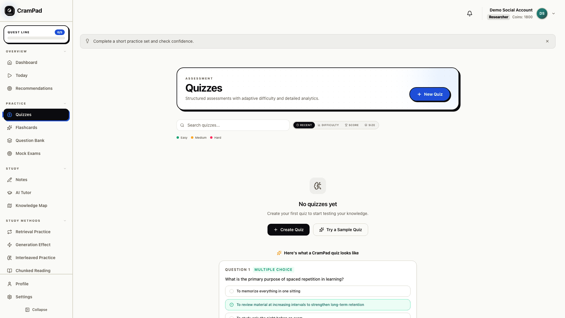 Generate a quiz from any note in 30 seconds