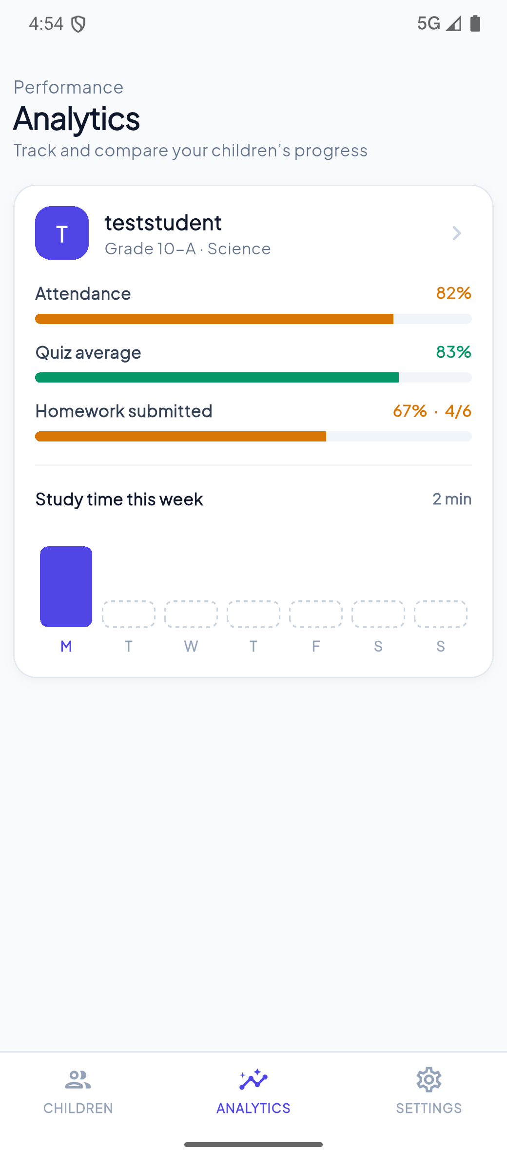 Parent app screen